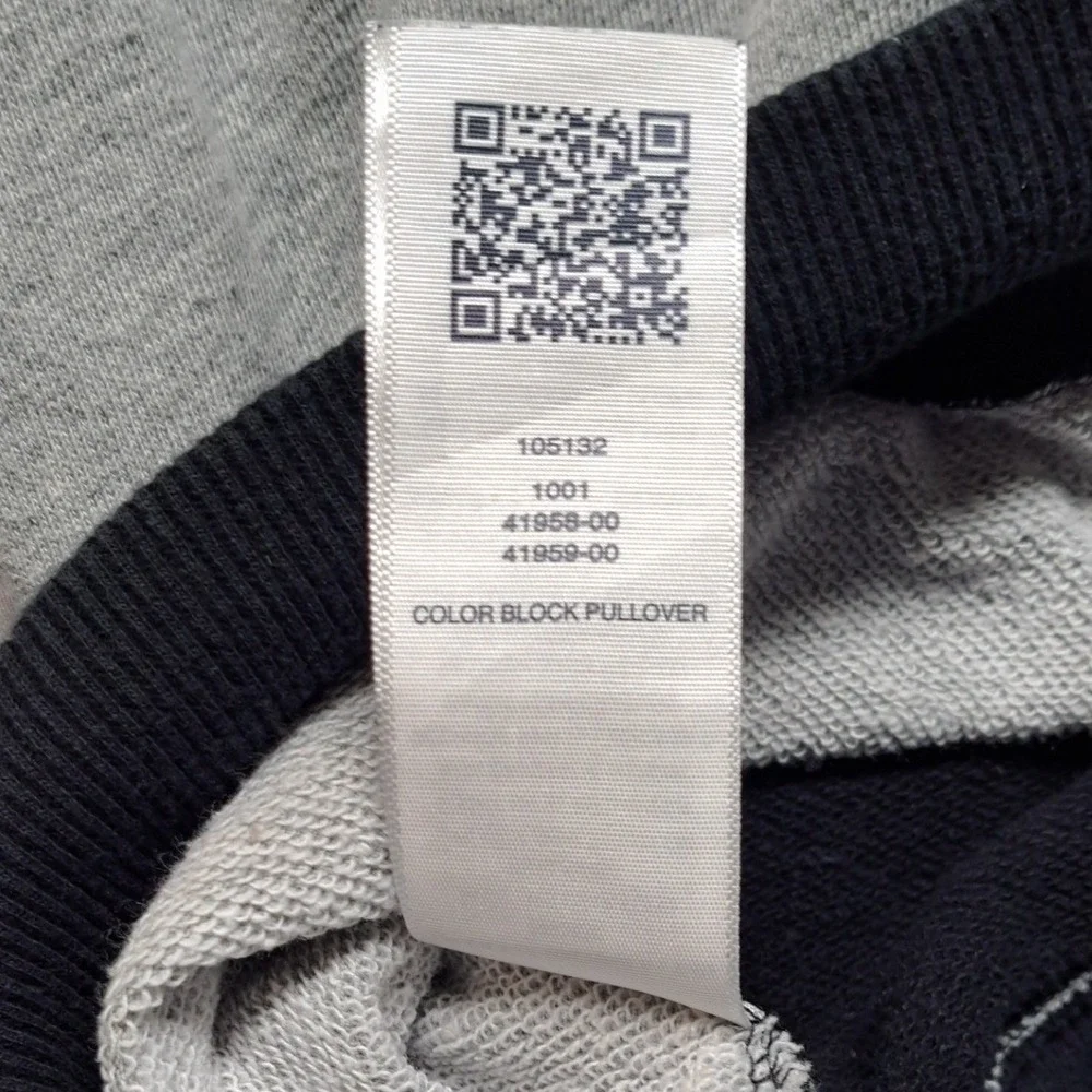 True Religion Color Block Pullover Hoodie Mens Medium Black Grey Excellent Logo